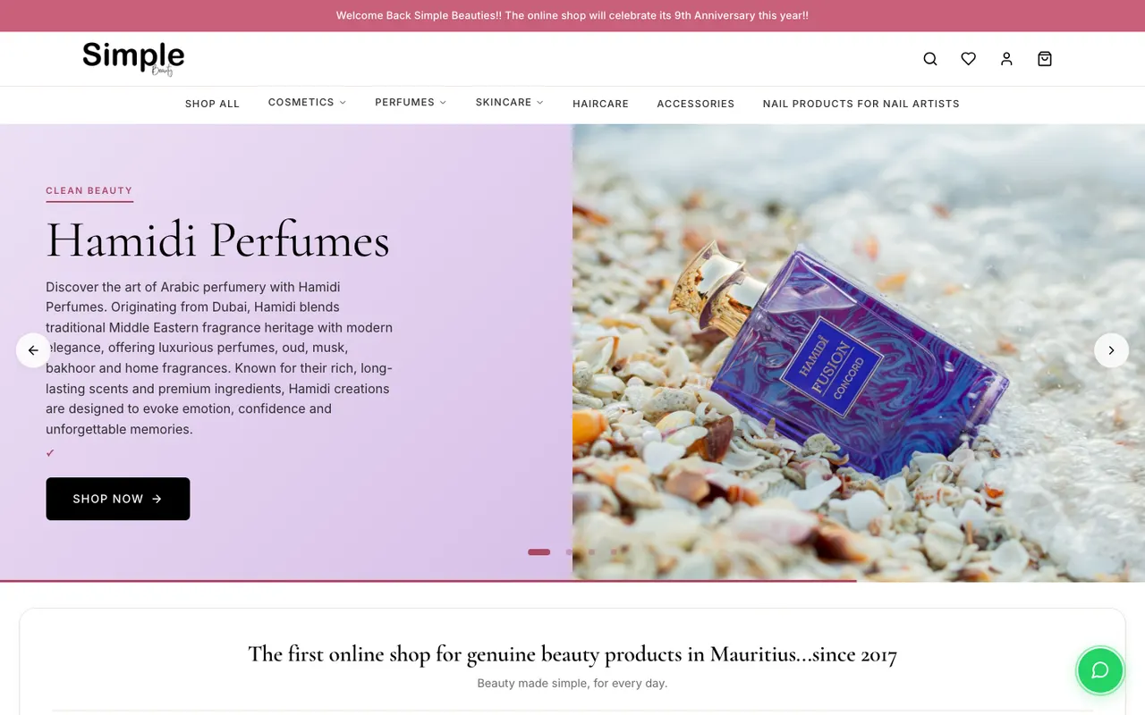 Home page of the beauty and cosmetics online store, built by Artover